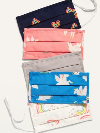 Variety 5-Pack of Triple-Layer Cloth Pleated Face Masks for Kids (with Ear Adjusters) | Old Navy (US)