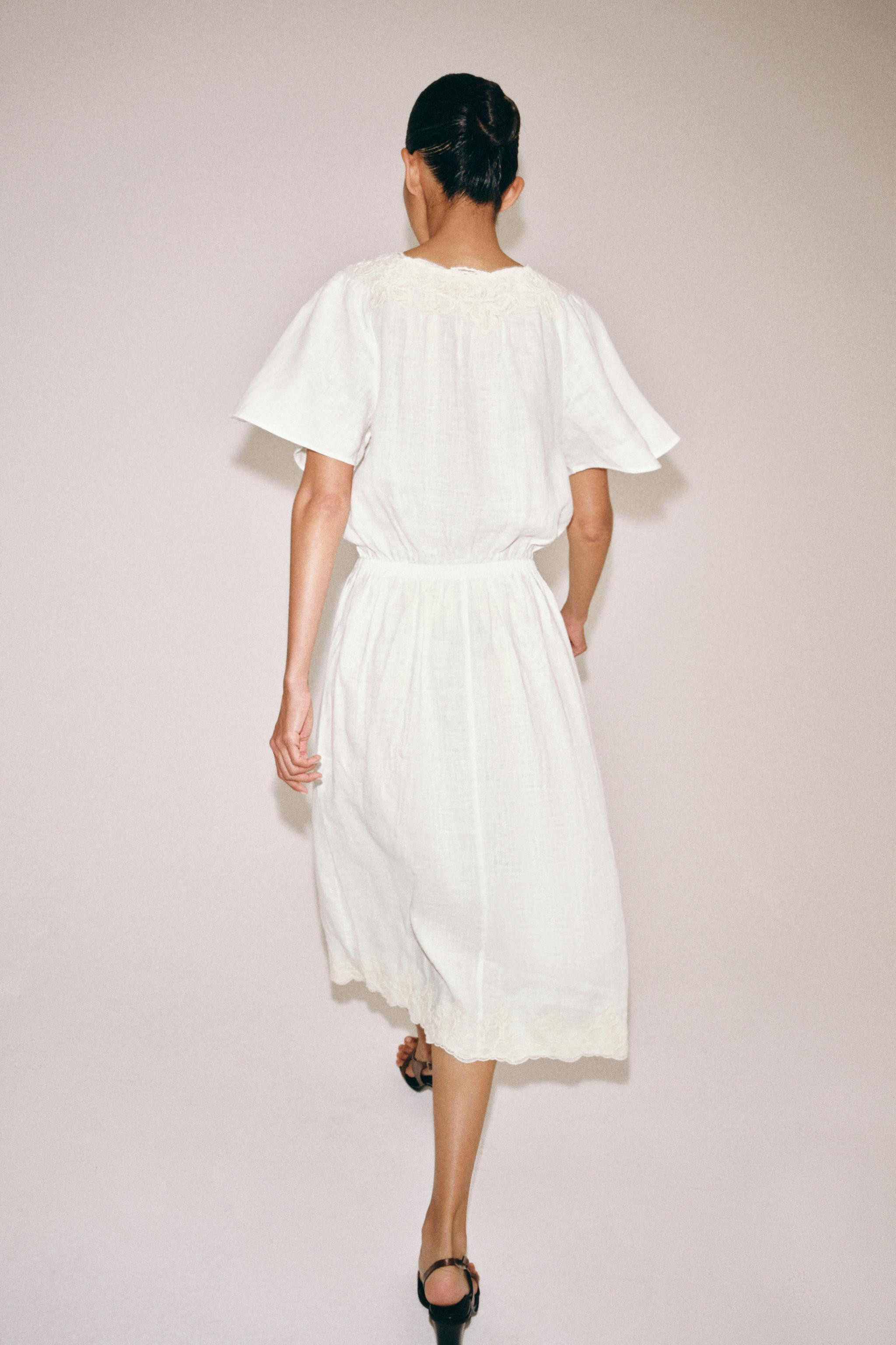 ZW COLLECTION 100% LINEN CROCHET DRESS | Zara UK