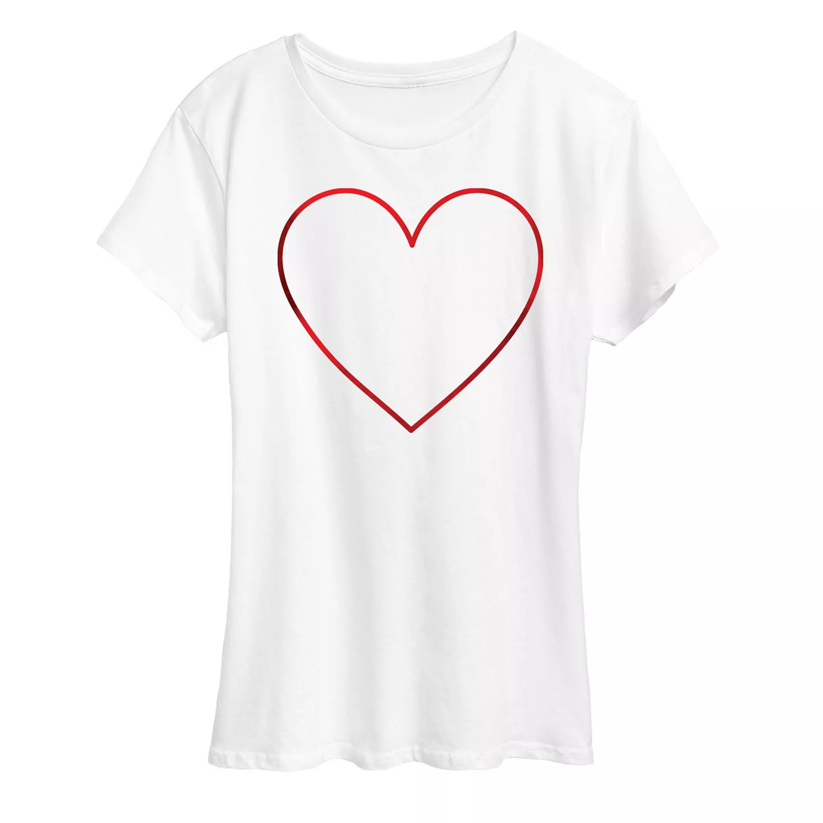 Women's Heart Outline Graphic Tee, Size: Medium, White | Kohl's