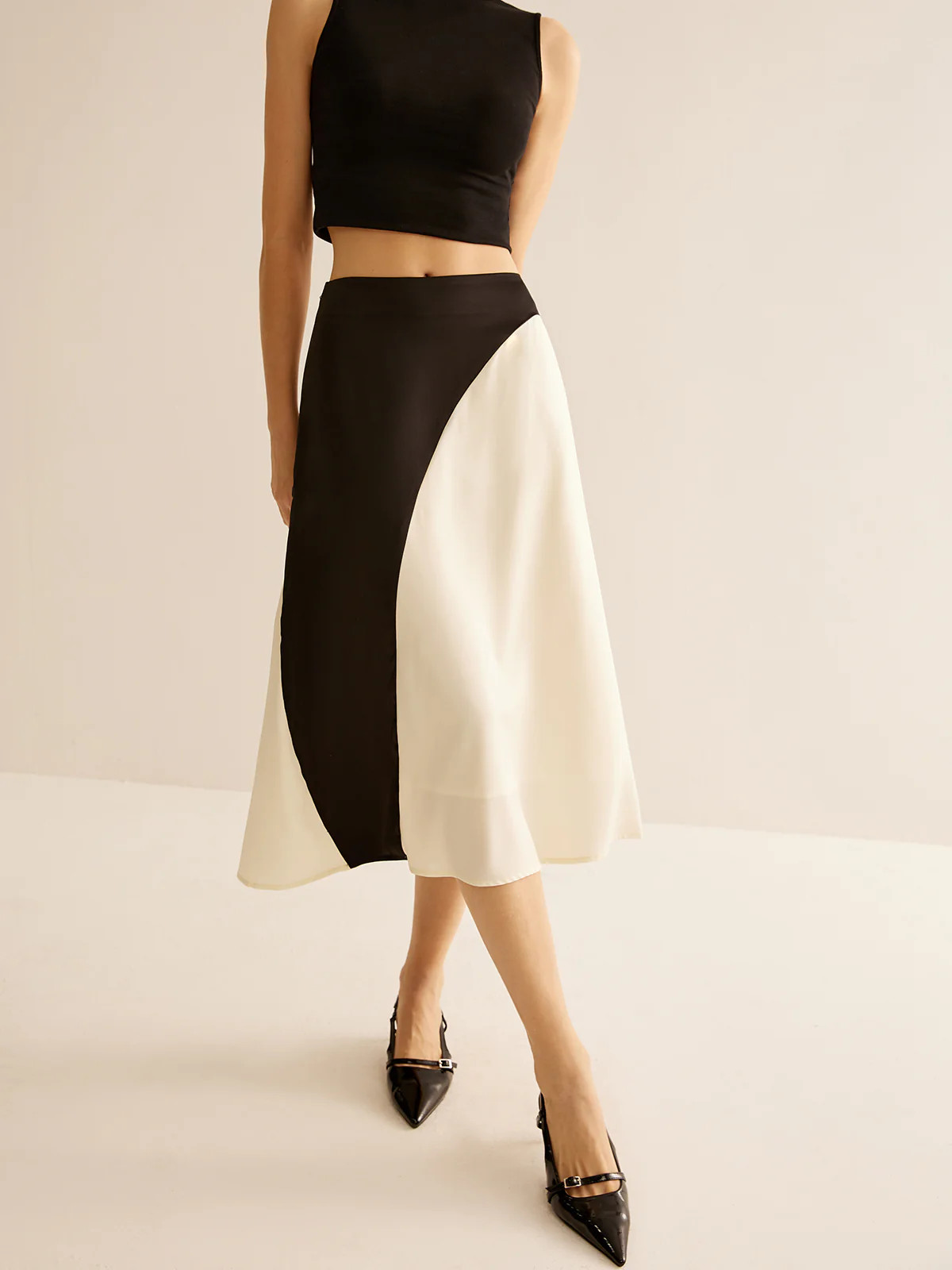 Color Block Midi Skirt | Commense