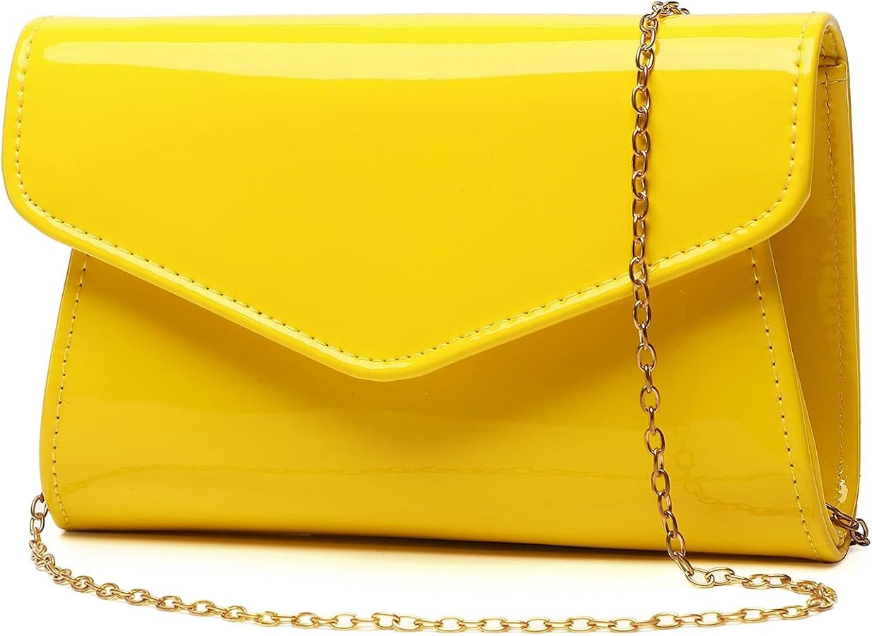 Patent Leather Envelope Clutch Womens Evening Handbag Stylish Crossbody Shoulder Bag Purse for Ch... | Amazon (US)