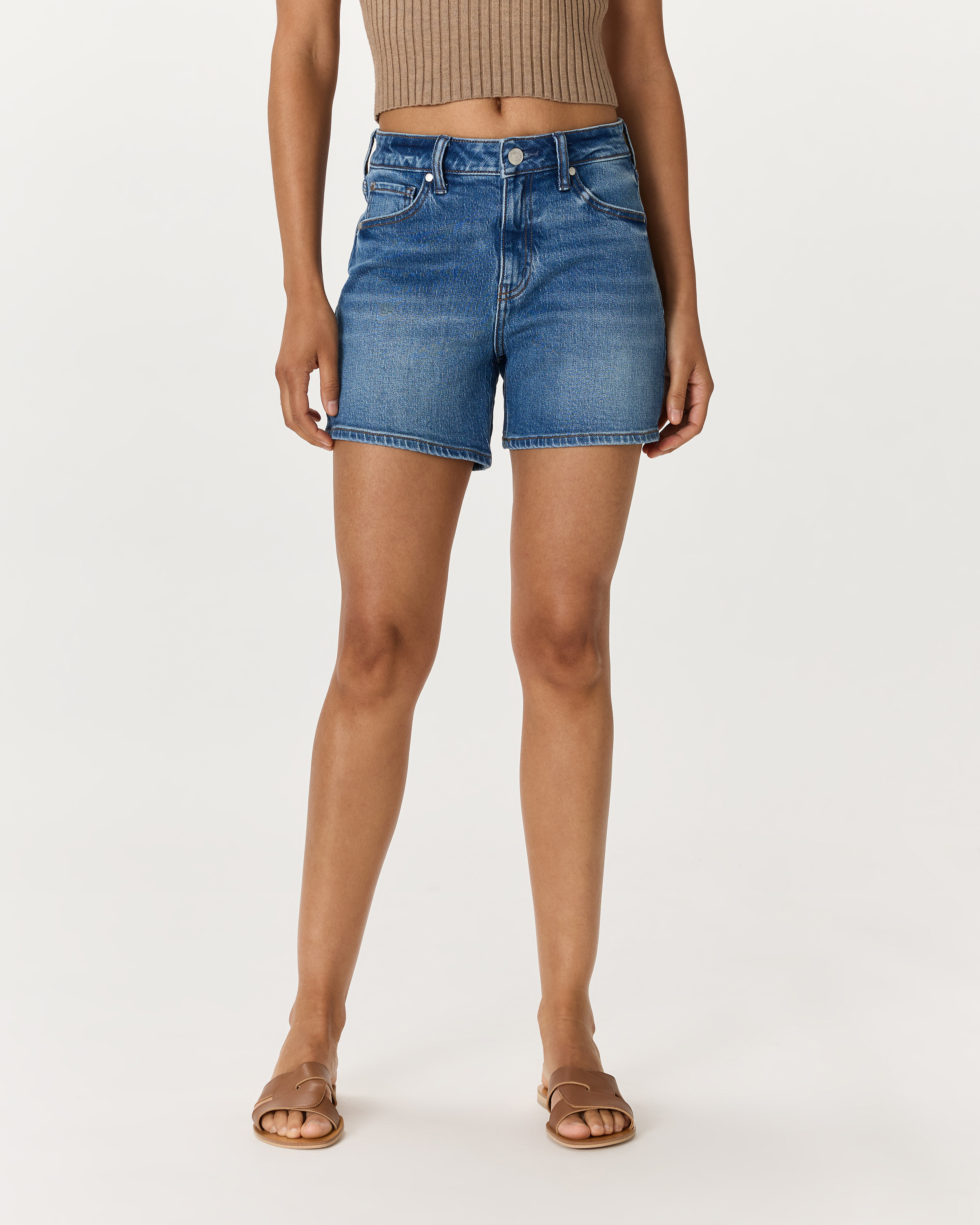 Quince | Women's Bella Stretch Vintage Shorts in Atlantic Blue, Size 29, Organic Cotton | Quince