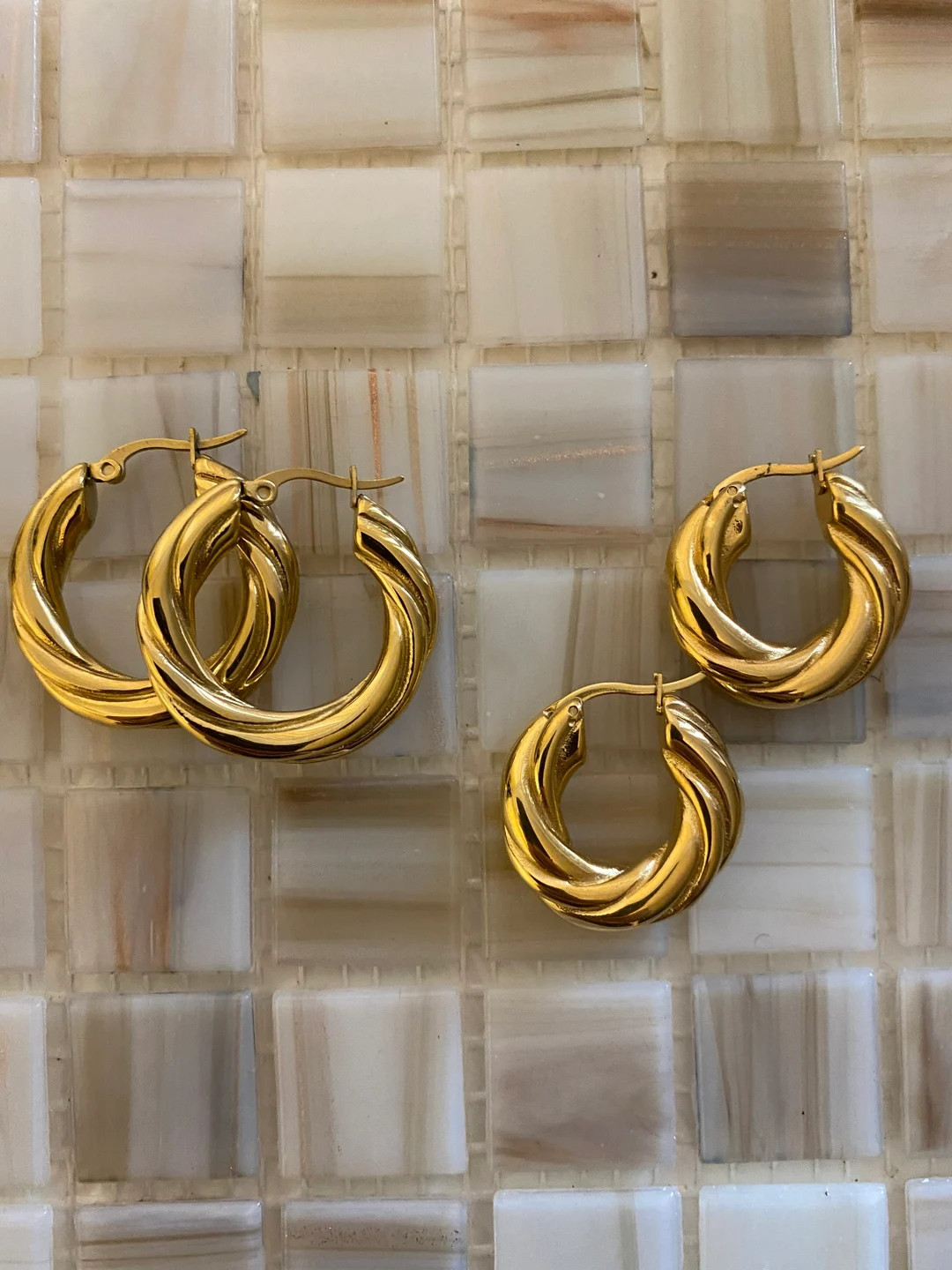 Timeless Classic 18K Gold Plated Twisted Detail Hoop Earrings - Etsy | Etsy (US)