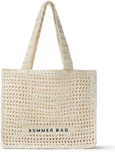 Simple Shoulder Bag Women's Bag Children's Bag Hollow Crochet Woven Handbag Straw Woven Bag Summe... | Amazon (US)