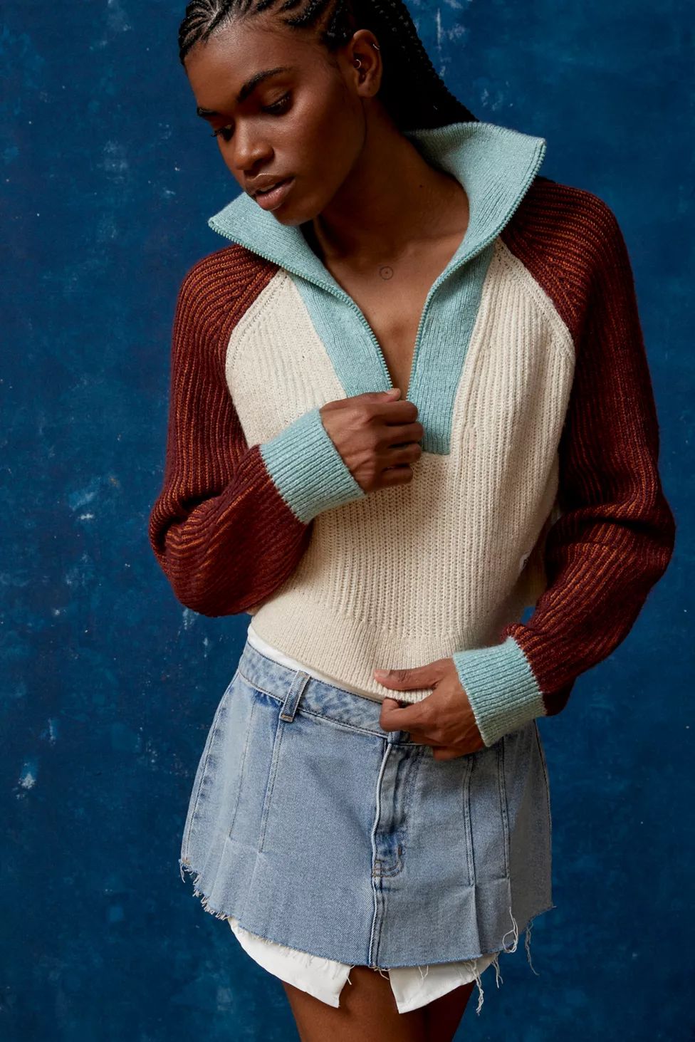 BDG Connor Colorblock Half-Zip Sweater | Urban Outfitters (US and RoW)