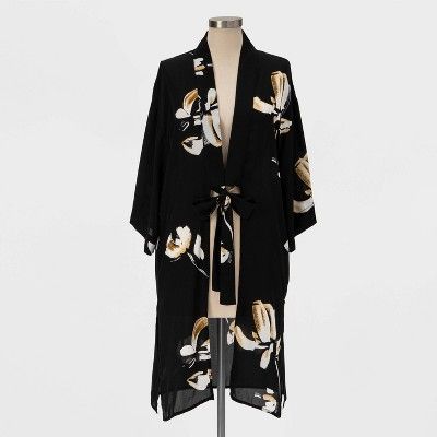 Women's Floral Print Kimono - A New Day™ Black | Target