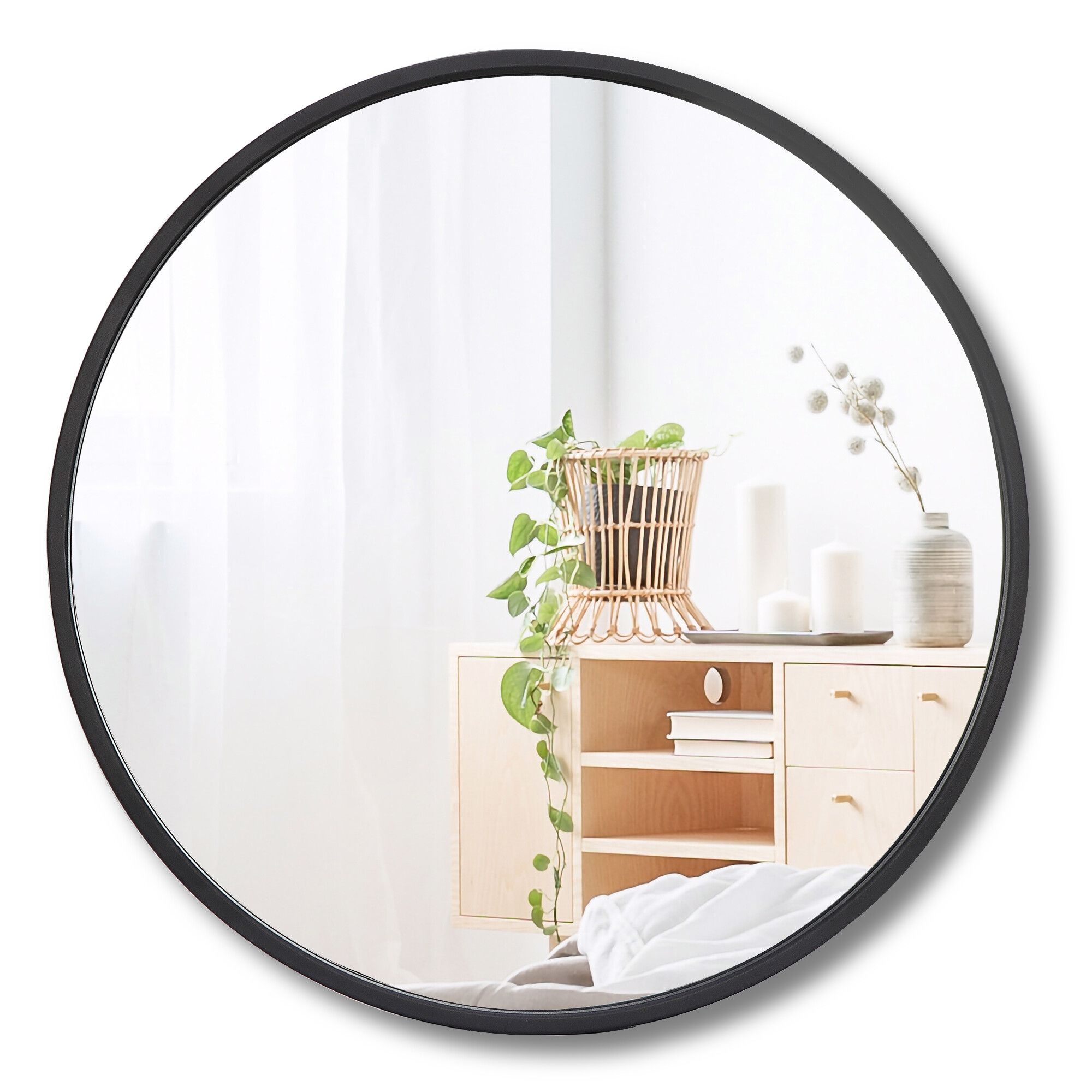 ZenStyle ZENSTYLE 18" Rubber Frame Round Mirror For Entryways Bathrooms Living Rooms Black (4.3)4... | Walmart (US)