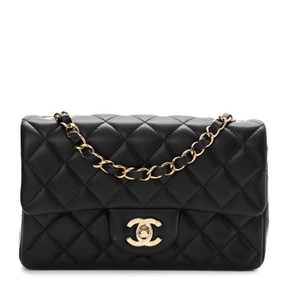 CHANEL Lambskin Quilted Mini Rectangular Flap Black | FASHIONPHILE (US)