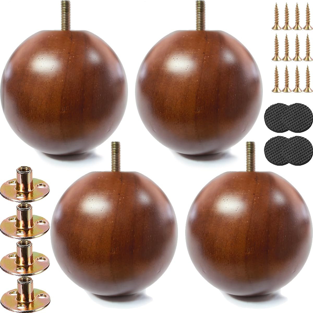 Amazon.com: Btibpse Solid Wood Sofa Replacment Parts 4 Inch Round Ball Shape Furniture Legs for S... | Amazon (US)