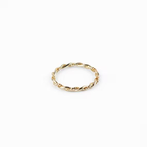 Twisted gold ring, Twist minimalist ring, Dainty gold ring, Thin band ring, Simple ring, Tiny rin... | Etsy (US)