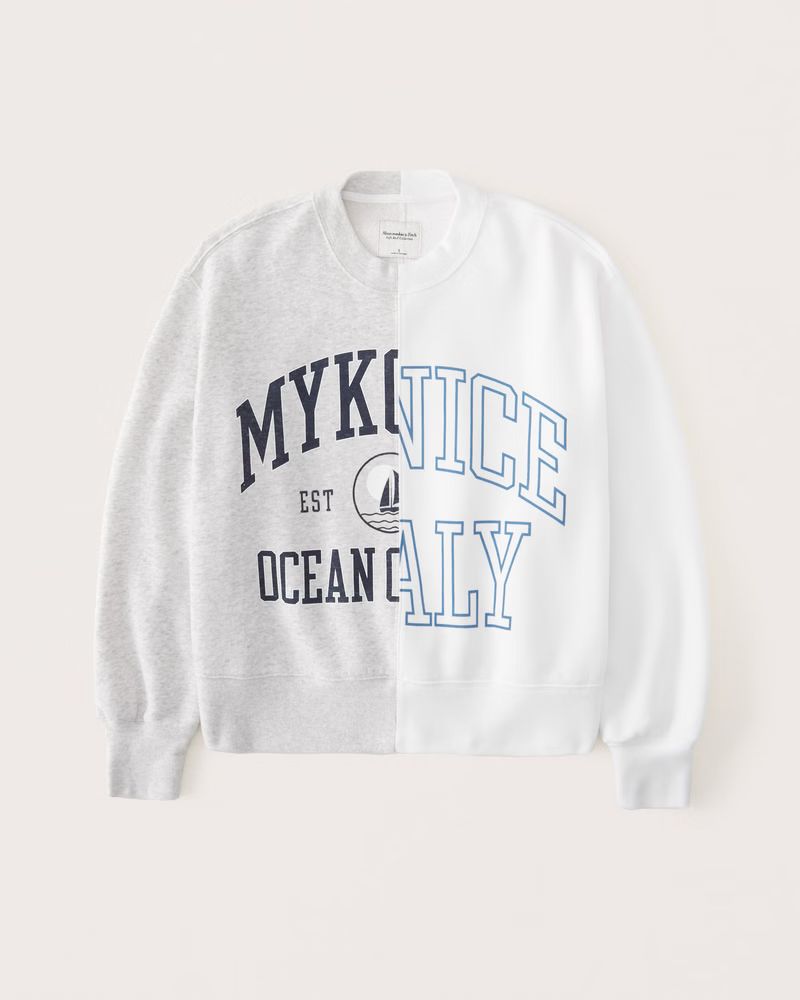 Oversized Boyfriend Spliced Graphic Sweatshirt | Abercrombie & Fitch (US)