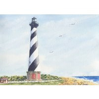 Cape Hatteras Lighthouse Painting Outer Banks Original Watercolor North Carolina Coastal Beach Wall  | Etsy (US)