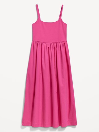 Fit & Flare Flare Mixed Fabric Midi Cami Dress for Women | Old Navy (US)