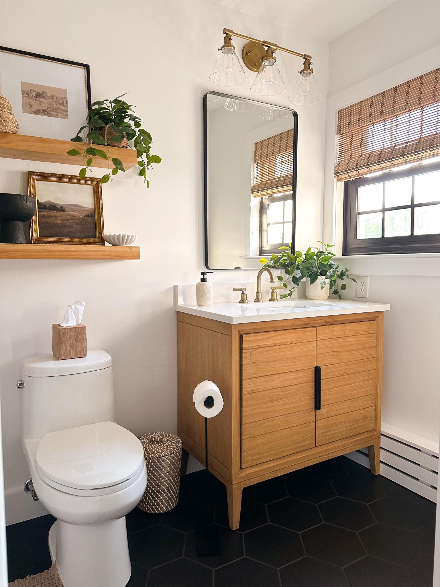 Guest bathroom reveal modern/neutral design - in love with this small space! Our vanity is from Signature Hardware  

#LTKhome #LTKstyletip