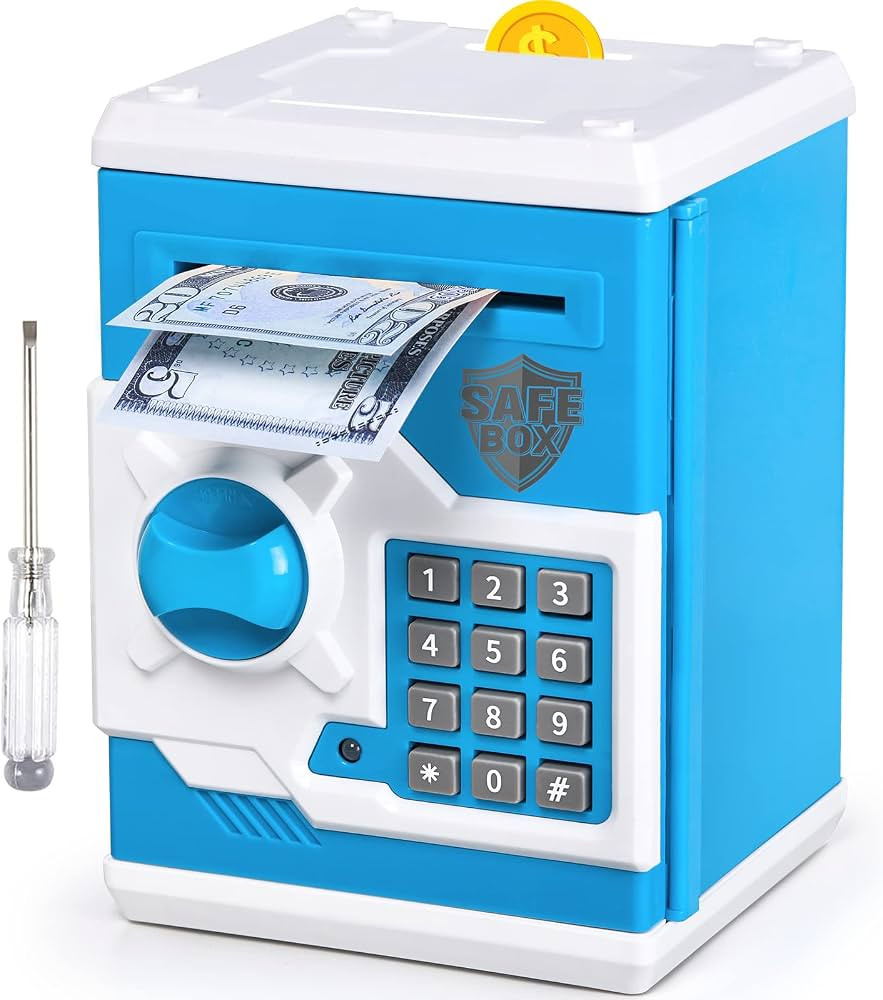 ATM Piggy Bank for Boys Girls, Vcertcpl Mini ATM Coin Bank Money Saving Box with Password, Kids S... | Amazon (US)