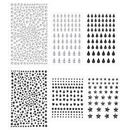 6 Sheets Rhinestones Stickers, Self Adhesive Bling Diamond Stickers Stick on Black Gems for Makeu... | Amazon (US)