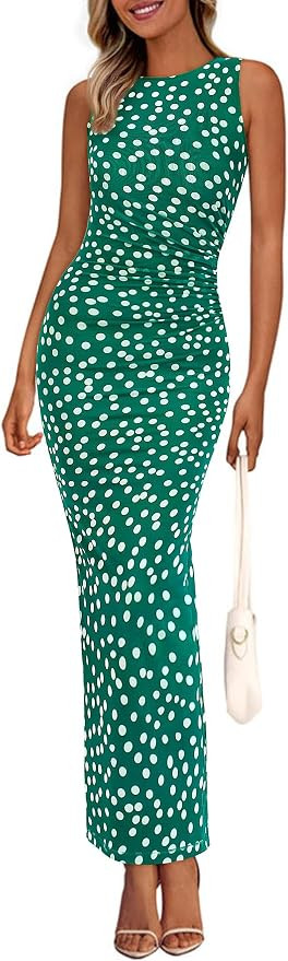PRETTYGARDEN Womens Summer Wedding Guest Dress 2026 Spring Mesh Sleeveless Bodycon Ruched Floral ... | Amazon (US)
