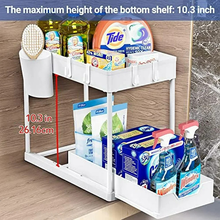 Puricon 1 Pack Under Sink Organizers and Storage Pull Out Sliding Drawer, 2 Tier Multi-purpose Ki... | Walmart (US)