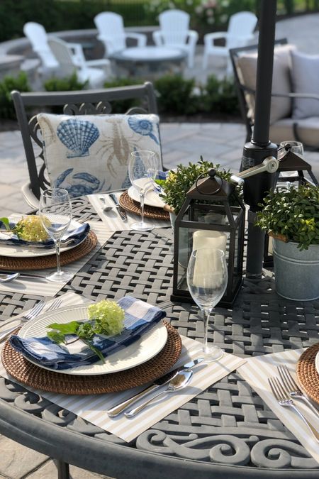 Coastal style table setting on the patio.  Perfect for Mother’s Day or any summer entertaining!

#LTKstyletip #LTKSeasonal #LTKhome