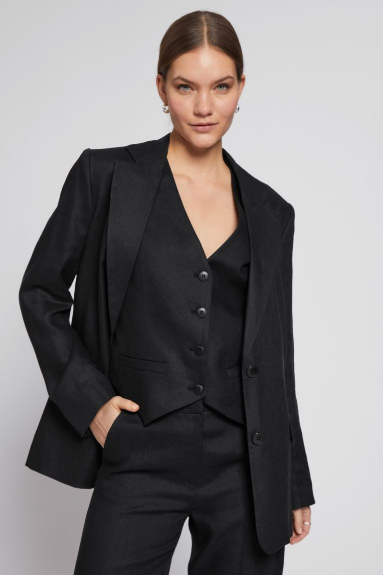 Relaxed Single Breasted Linen Blazer | H&M (UK, MY, IN, SG, PH, TW, HK)