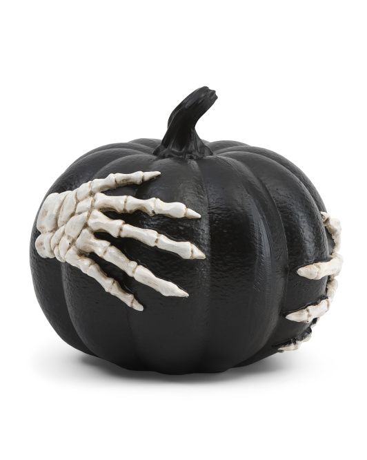 10in Pumpkin With Skeleton Hands | TJ Maxx