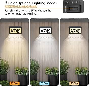 Solar Address Sign, House Numbers for Outside Light Up, 3 Colors Waterproof LED Illuminated House... | Amazon (US)