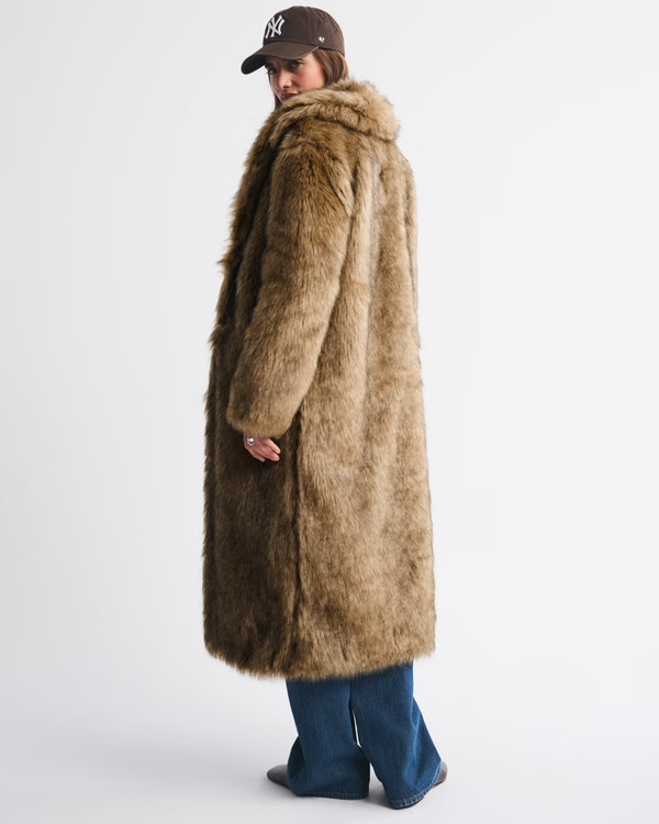 Women's Long Faux Fur Coat | Women's New Arrivals | Abercrombie.com | Abercrombie & Fitch (US)