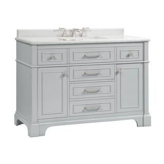 Melpark 48 in. W x 22 in. D Bath Vanity in Dove Grey with Cultured Marble Vanity Top in White wit... | The Home Depot