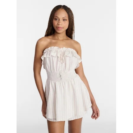 No Boundaries Strapless Ruffle Romper Women s XXS-XXL | Walmart (US)