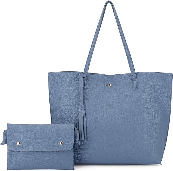 K.EYRE Women's Faux PU Leather Tote Shoulder Purses Bag for women, Big Capacity Tassel Handbag | Amazon (US)