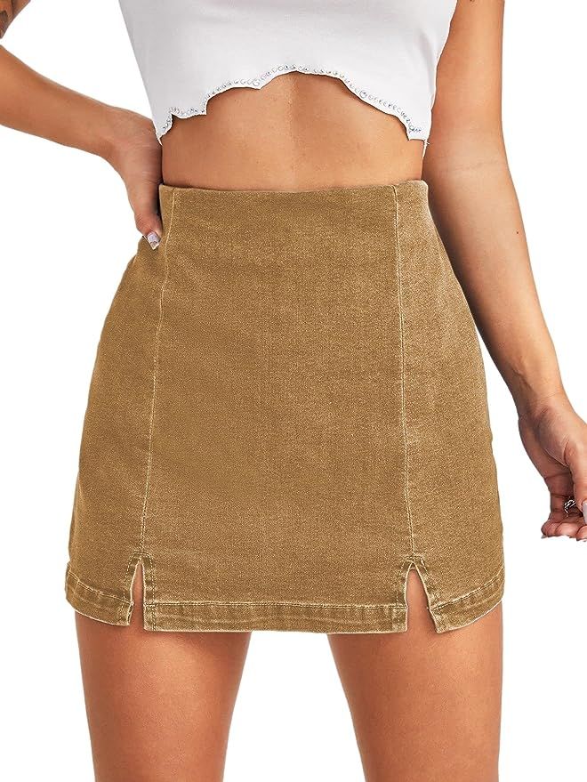Floerns Women's Casual Split Hem High Waist Denim Skorts Skirt Shorts | Amazon (US)