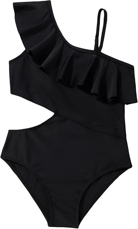 SHENHE Girl's Floral Print Cut Out Ruffle One Piece Bathing Suit Monokini Swimsuit | Amazon (US)