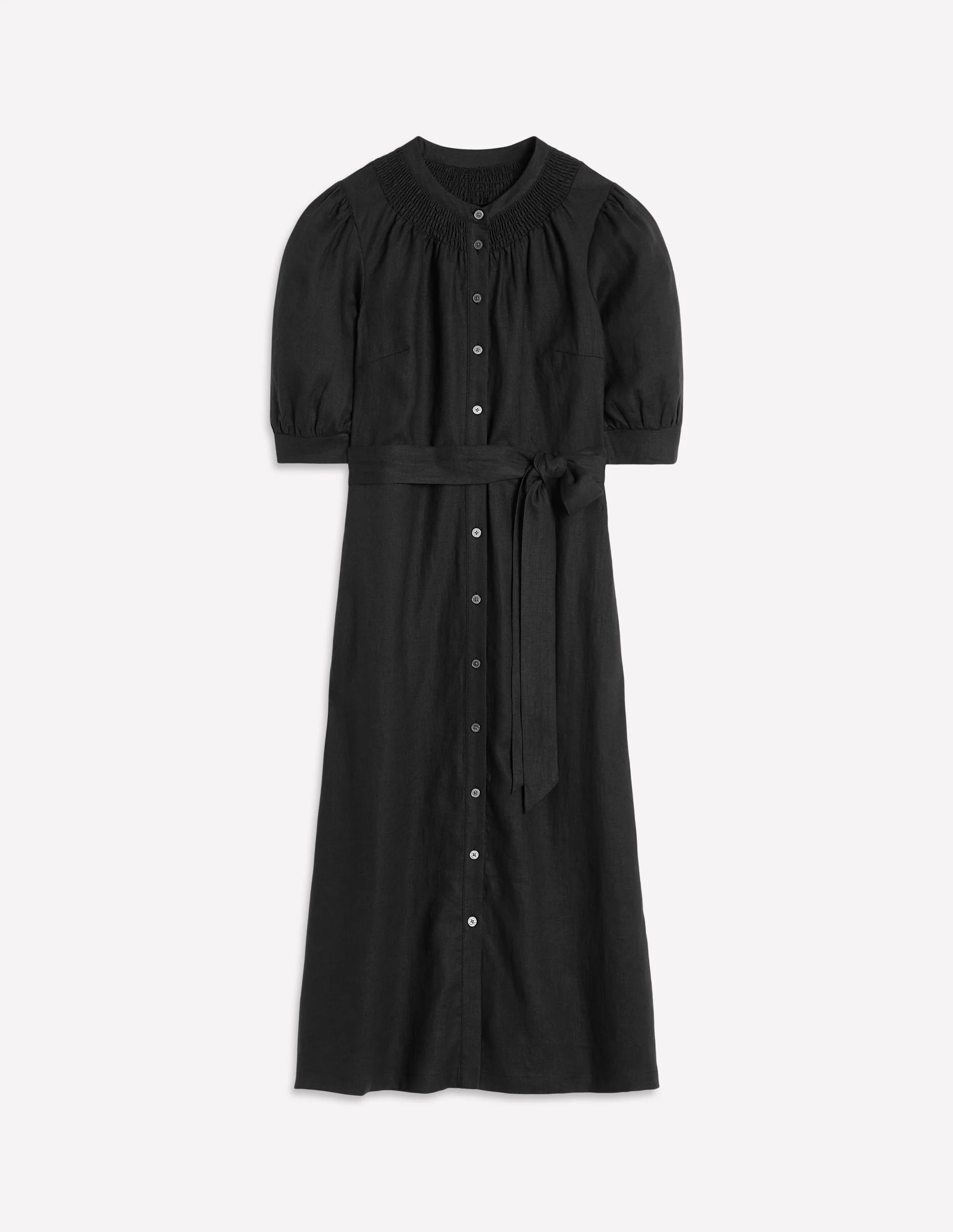 Ada Linen Midi Dress-Black | Boden (US)
