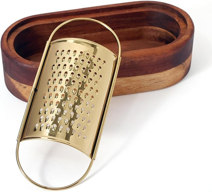 Box Cheese Grater With Container Stainless Steel Parmesan Cheese Grater With Wood Handle Shredder... | Amazon (US)