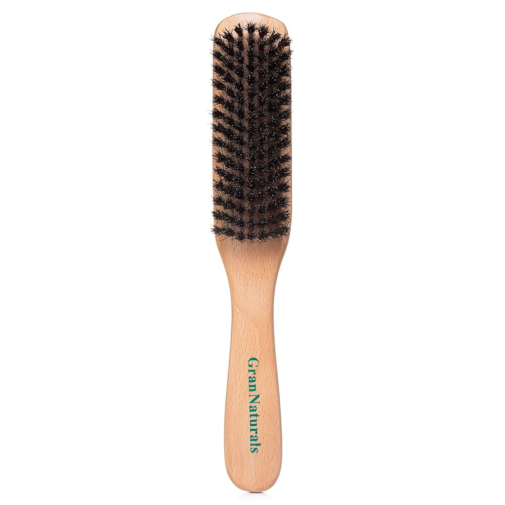 GranNaturals Boar Bristle Slick Back Hair Brush - Soft/Medium Smoothing Hairbrush to Style, Polis... | Amazon (US)