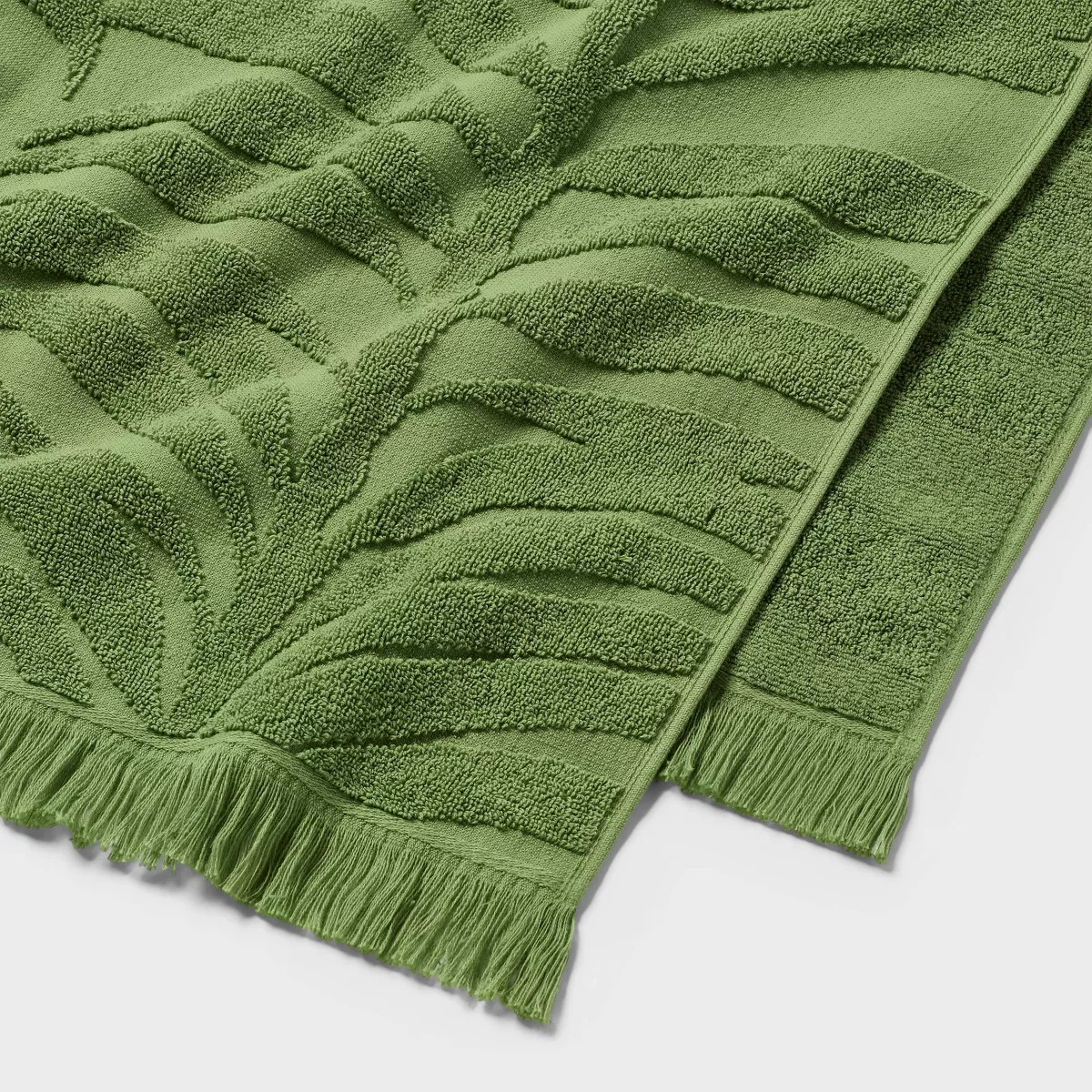 40"x72" Leaf Texture Oversized Beach Towel with Fringes Green - Threshold\u2122 | Target