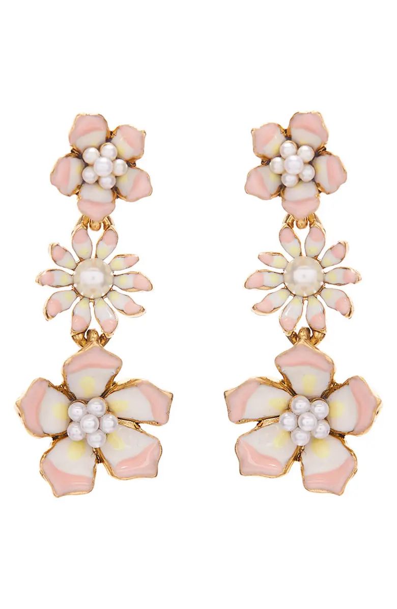 Enamel Floral Linear Drop Earrings | Nordstrom