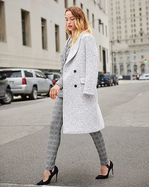 Wool-Blend Boucle Double Breasted Coat | Express