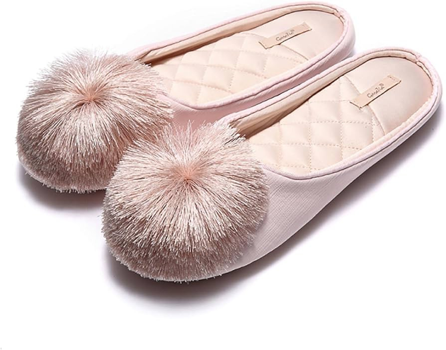 Pantuflas de algodón Zapatillas De Casa Con Pompón Y Borlas Para Mujer, Zapatos Cómodos De Alg... | Amazon (ES)