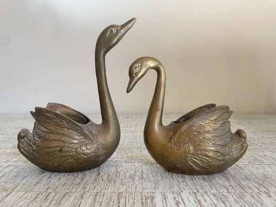 Vintage Brass Swan Planters Jardiniere | Etsy (US)