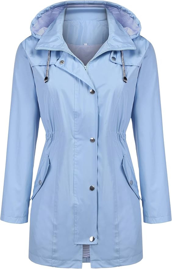 Zcfire Women Raincoat Waterproof Trench Coat Outdoor Windbreaker Long rain Jacket | Amazon (US)