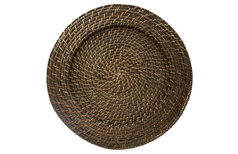 S/4 Round Rattan Chargers, Natural | One Kings Lane