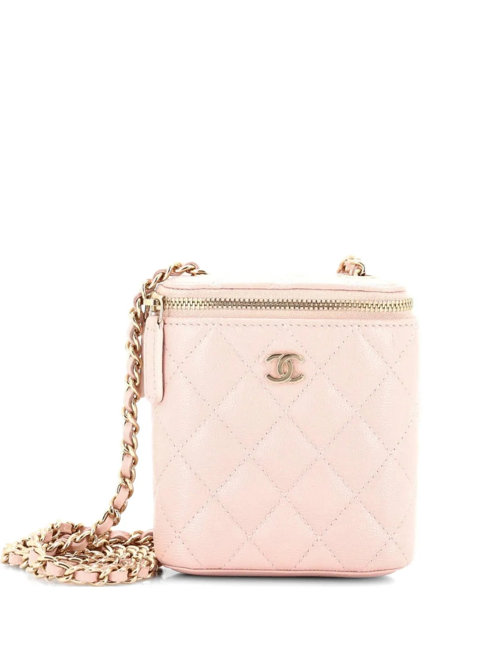 CHANEL Pre-Owned Vertical Classic Vanity Case With Chain Quilted Caviar Mini Shoulder Bag | Pink ... | Farfetch Global