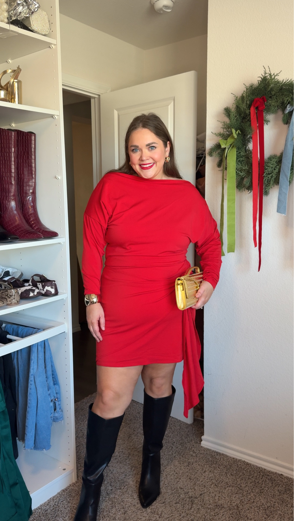 Holiday outfit idea size inclusive. Wearing xl tall in the dress but didn’t need the tall! I’m 5’8”. Walmart boots are wide calf  

#LTKPlusSize #LTKFindsUnder50 #LTKHoliday