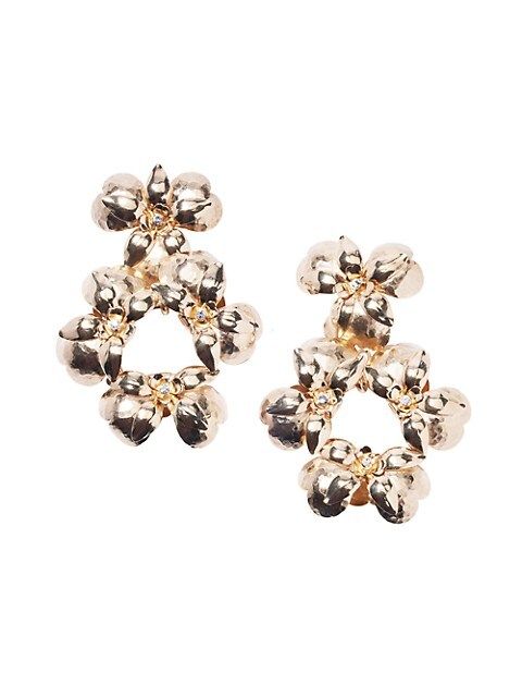 Carolina Herrera Goldtone &amp; Crystal Flower Drop Earrings | Saks Fifth Avenue