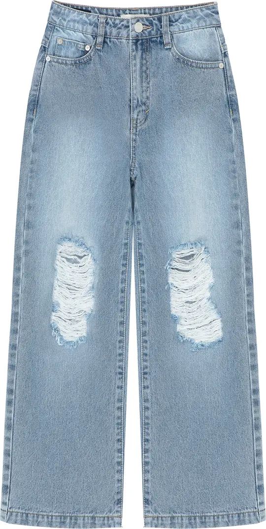 Kids' Ripped Rigid Wide Leg Boyfriend Jeans | Nordstrom