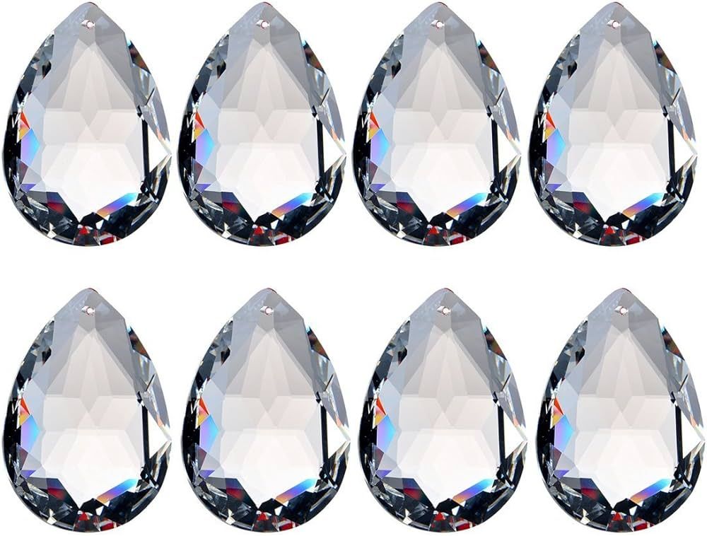 H&D 10pcs 50mm Chandelier Crystal Prisms Pendants - Clear Crystal Teardrops Parts | Amazon (US)