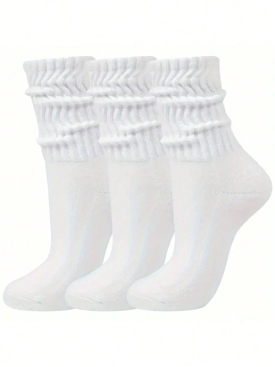 3-Pack Simple Solid Color Socks, Comfortable, Breathable And Versatile Socks, Women's Stockings S... | SHEIN