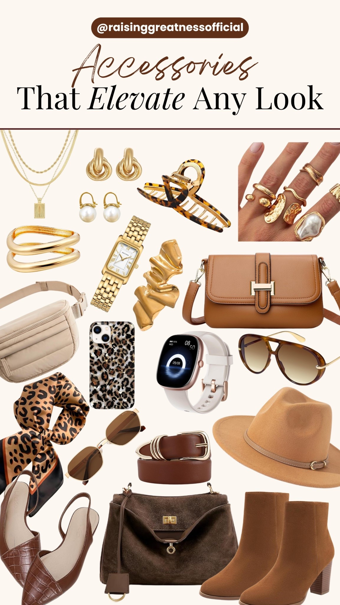 Step up your style game with these must-have accessories that instantly elevate any outfit! From gold jewelry and chic handbags to statement belts, cozy hats, and timeless sunglasses, these pieces are the finishing touches every woman needs this season. 💍👜👢

Perfect for fall fashion lovers who adore mixing elegance and everyday style. Save this pin for your next outfit inspo and shop all your favorites via @raisinggreatnessofficial 💫

#fallfashion #accessories #amazonfinds #ltkstyle #chicstyle #outfitinspo #fallstyle #fashioninspo #raisinggreatnessofficial #accessoryedit

#LTKGiftGuide #LTKStyleTip #LTKBeauty