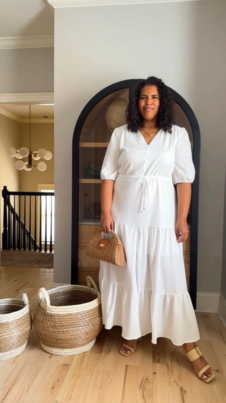 I’m wearing size xxl in dress. The white has a slip lining that comes to the knees but the black does not (and it isn’t needed). Great quality material, buttons aren’t functional but tie at waist is. True to size.

#LTKstyletip #LTKplussize #LTKfindsunder50